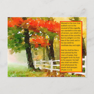 Vykort - Psalm 1:1-3-välsignad är mannen