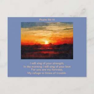 Vykort - Psalm 59:16 Sjunga på morgonen
