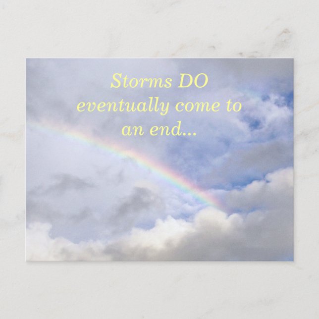 vykort/RAINBOW EFTER STORM/MEDDELANDE OM HOPPNING Vykort (Framsida)