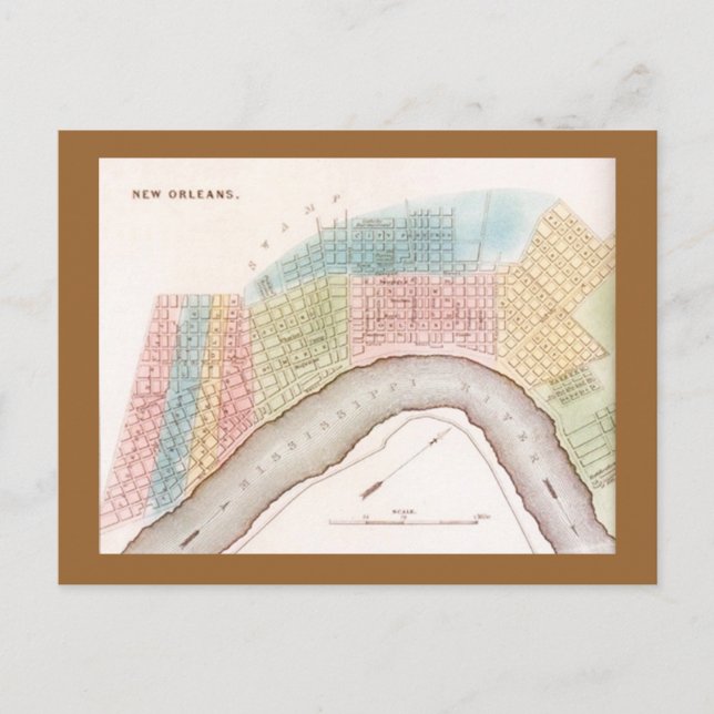 Vykort Rep Antik New Orleans Louisiana karta (Framsida)