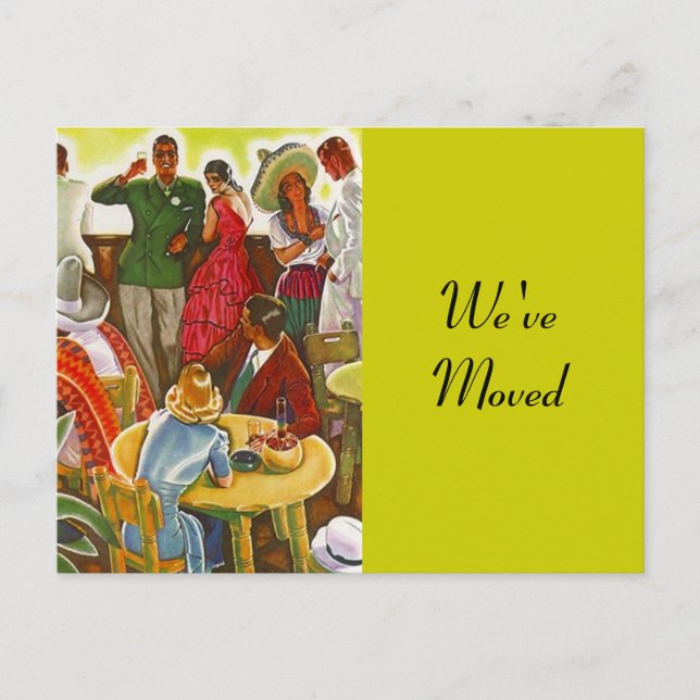 Vykort Retro Festive Sydväst Flyttat Ny Adress (Framsida)