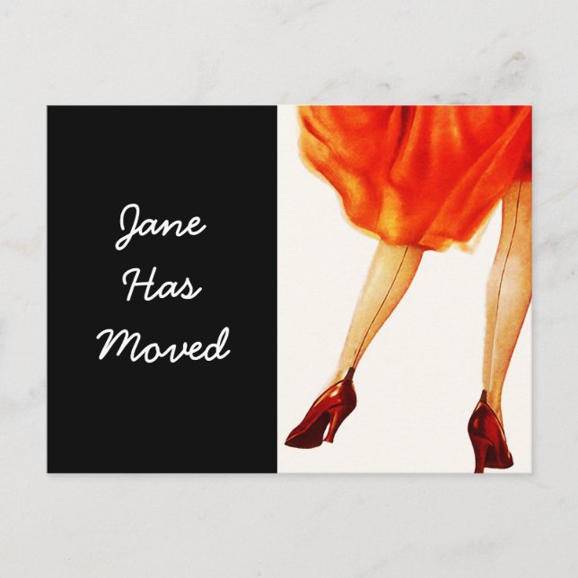 Vykort Retro Marilyn Röda Klänningen Flyttad Ny Ad (Framsida)