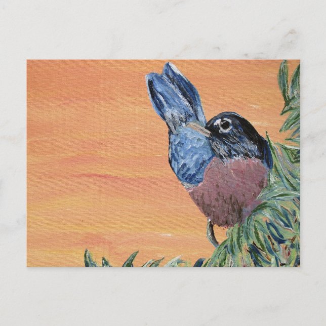 vykort - Robin Acrylic-målning (Framsida)