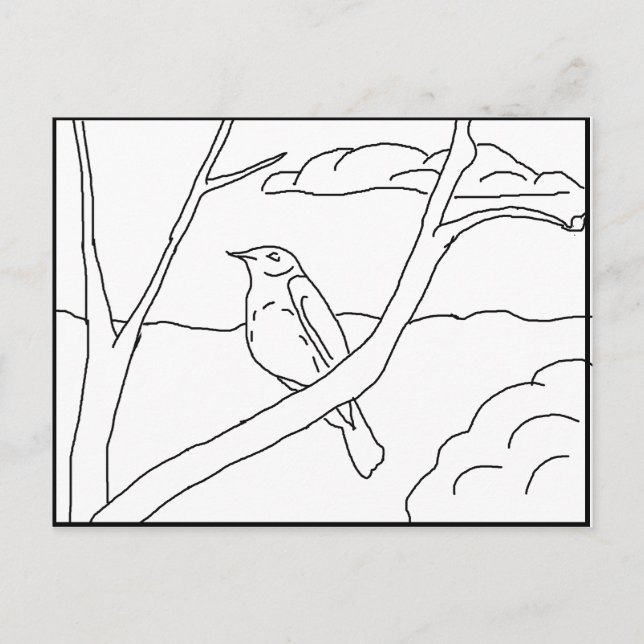 Vykort - Robin att färglägga (Framsida)