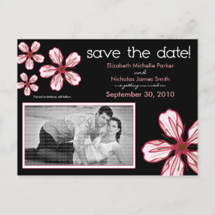 VYKORT: Rosa körsbärsblom Save the Date Meddelande Vykort
