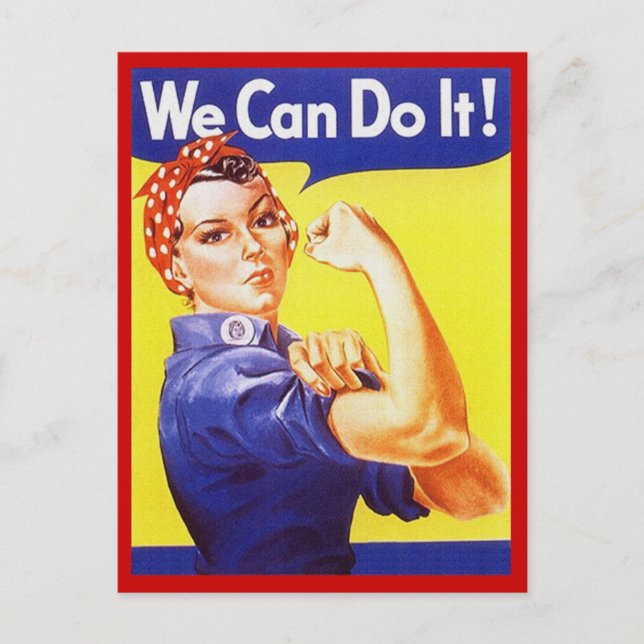 Vykort Rosie the Riveter Patriotiskt andra världsk (Framsida)