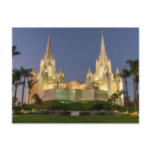 Vykort: San Diego LDS Temple Evening-bild