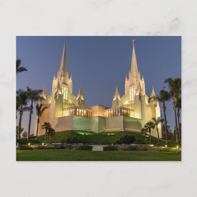 Vykort: San Diego LDS Temple Evening-bild Vykort (Framsida)
