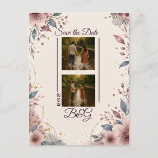Vykort Save the Date Blommig Akvarell