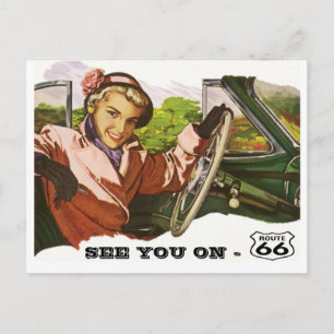 vykort Se dig på väg 66 - Retro Road Resa PC