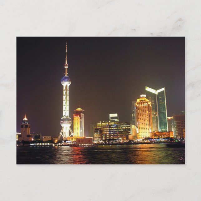 Vykort Shanghai Nattkryssning, Kina (Framsida)