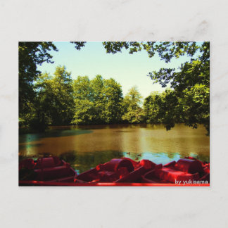 Vykort - Sjö med paddlingsbåtar