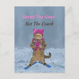 Vykort, skugga Gnar Ski Cat Vykort