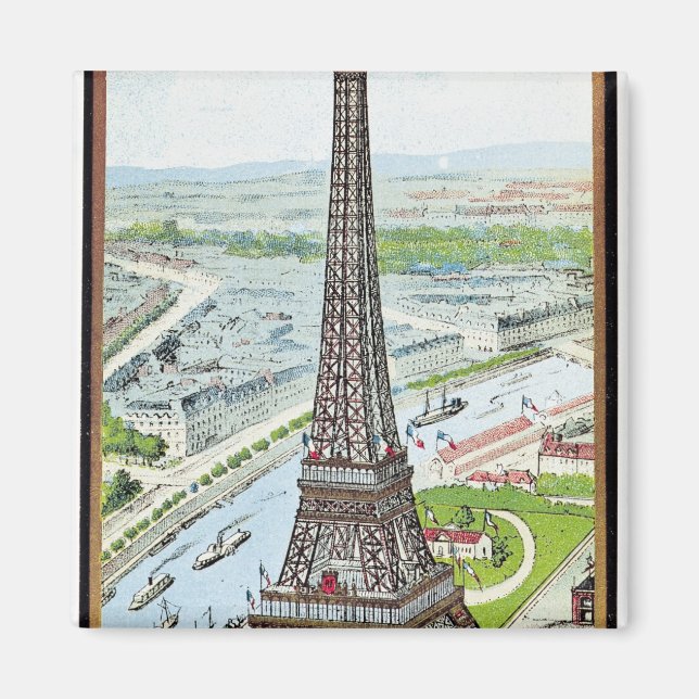 vykort som avger Eiffel Torn Magnet (Framsidan)