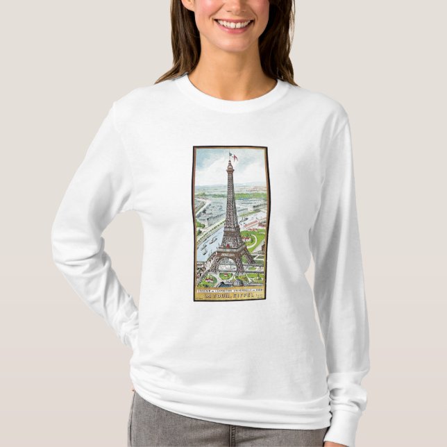 Vykort som visar det Eiffel torn T-shirt (Framsida)
