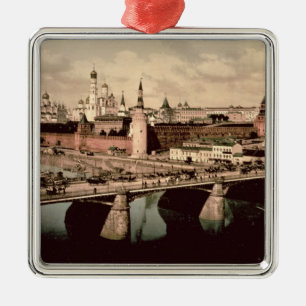 Vykort som visar Kremlinen, Moscow Julgransprydnad Metall