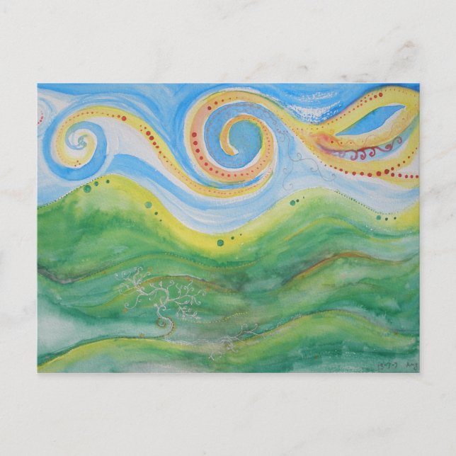 Vykort Swirly Himlar Rolling Backe (Framsida)