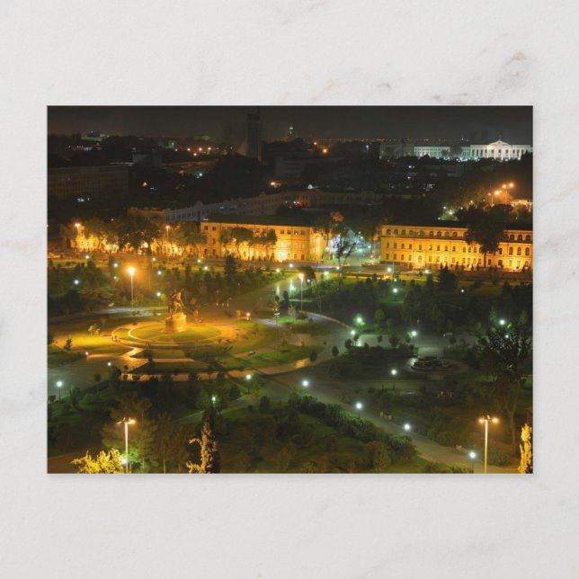 vykort Tashkent på natten, Uzbekistan (Framsida)