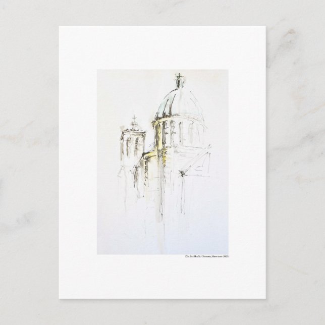 Vykort Teckning Blyerts Hannover Landskap (Framsida)