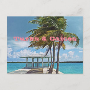 vykort, TURKS & CAICOS ÖARNA/HANDFLATAN TRÄD, PIER Vykort