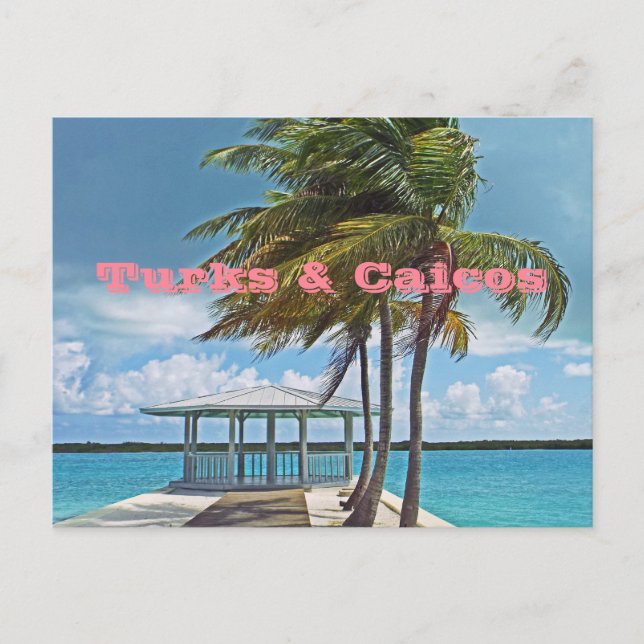 vykort, TURKS & CAICOS ÖARNA/HANDFLATAN TRÄD, PIER Vykort (Framsida)
