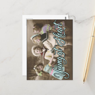 Vykort Ung i Hjärtat Vintage Barn som Le ker