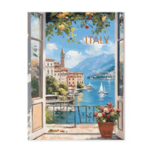 VYKORT Vacker akvarell av Italien Resa