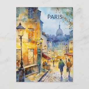 VYKORT Vacker akvarell av Paris-resa