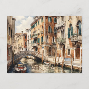 VYKORT Vacker akvarell av Venedig Resa