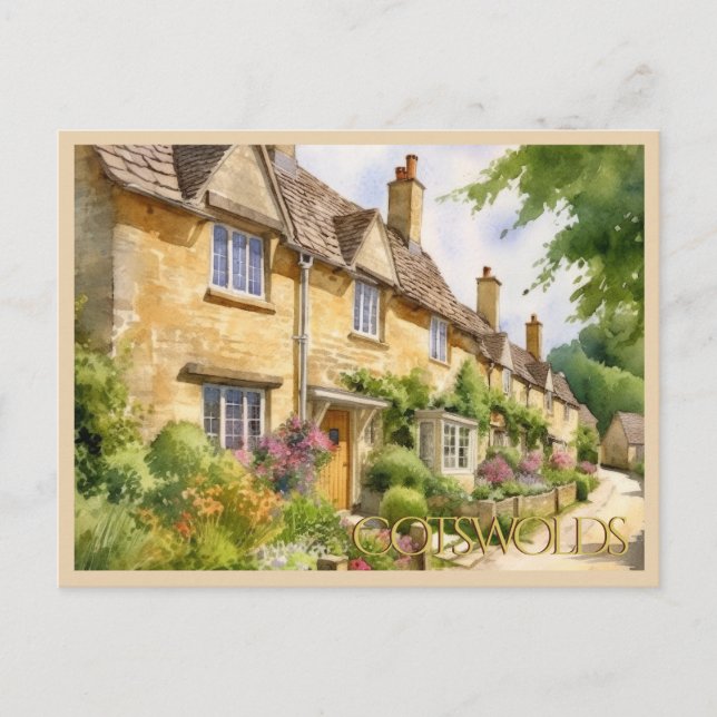 VYKORT Vacker akvarell Cotswolds Resa (Framsida)