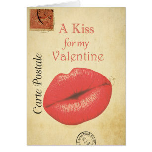 Vykort Valentine Kyss Hälsningskort
