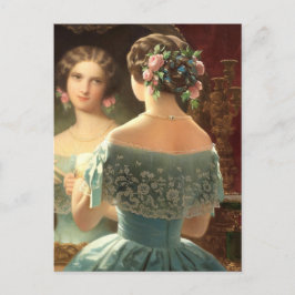 Vykort Viktoriansk Kvinna Spegeln, Papper Semi Gla