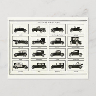 Vykort - Vintage Automobiles Illustration