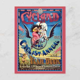 Vykort: Vintage Bicycle Art - cyklist år Bok Vykort