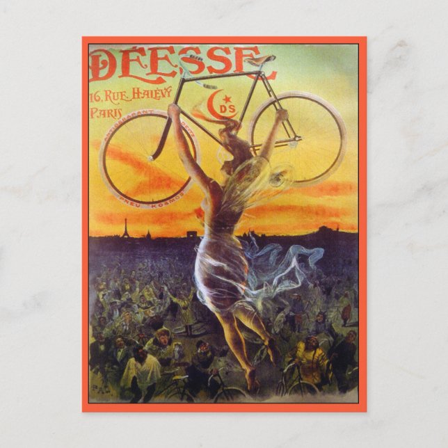 Vykort: Vintage Fransk Bicycle Art. Vykort (Framsida)