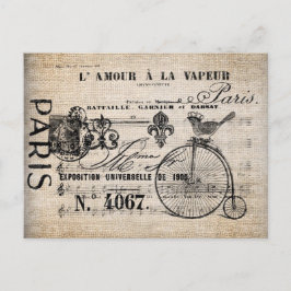Vykort - Vintage fransk fågel Penny-Farthing skylt
