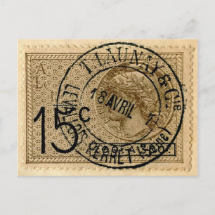 vykort - Vintage Fransk Postage Frimärke illustrat