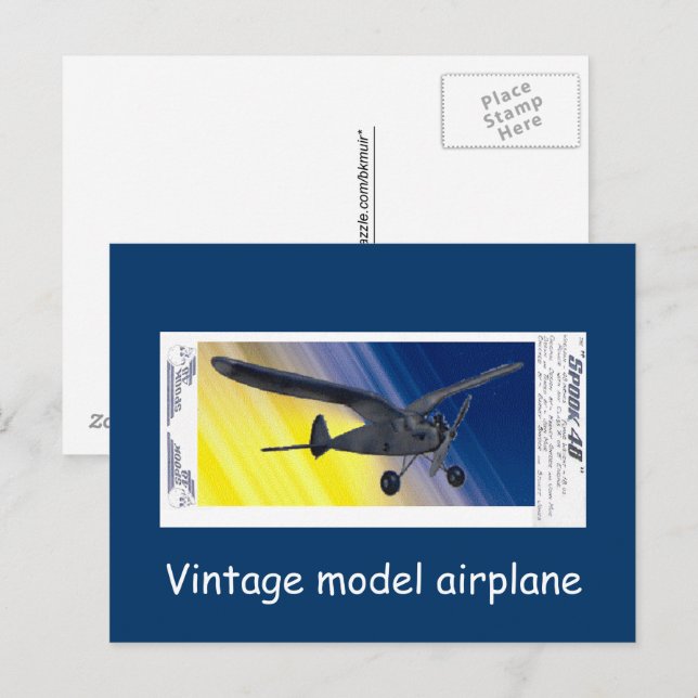Vykort -  Vintage modellflygplan - Spook (Fram/baksida)