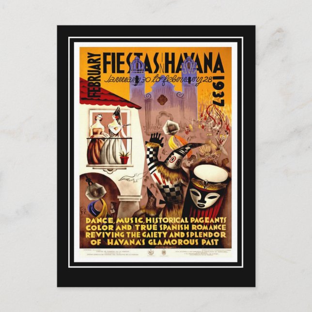 Vykort Vintage Resa Fiesta Havana (Framsida)