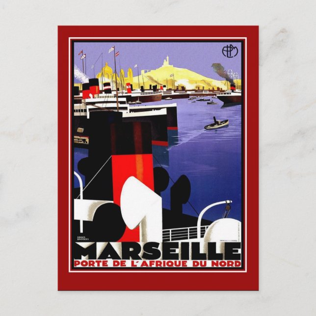 Vykort Vintage Resa Marseille (Framsida)