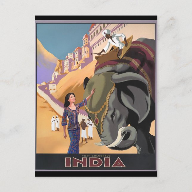 vykort - Vintage resor-Indien (Framsida)