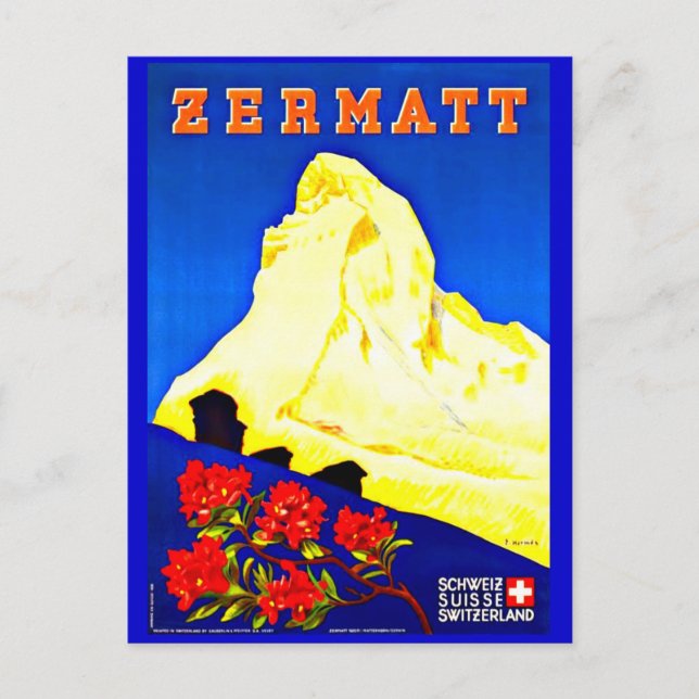 vykort-Vintage resor-Zermatt Vykort (Framsida)