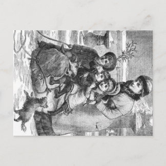 Vykort - vinterplatsfamilj