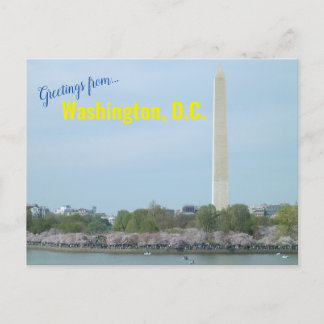 vykort - Washington Monument- och Cherry-Blommar