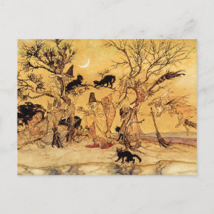 vykort: Witches Sabbath - Halloween Art Art Vykort