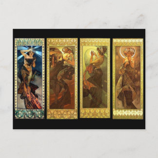 vykortet Måne och Stars vintage Mucha Vykort