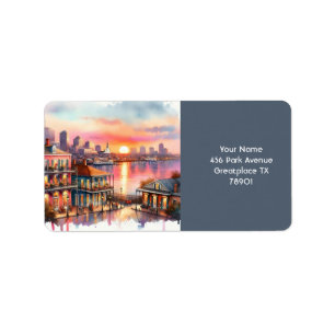 Vyn Fantasy Cute Sunset New Orleans Adressetikett