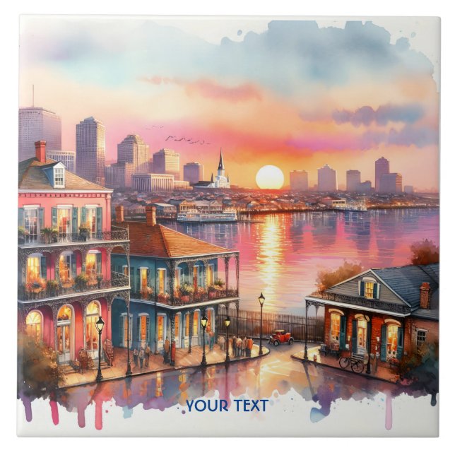 Vyn Fantasy Cute Sunset New Orleans Kakelplatta (Framsidan)