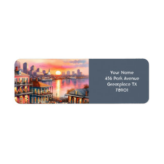 Vyn Fantasy Cute Sunset New Orleans Returadress Etikett