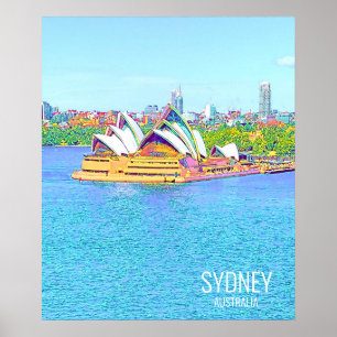 Vyn Opera House Sydney Harbour vatten Poster